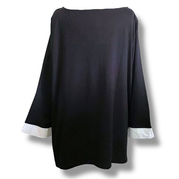 Talbots Womens Top Sz 3X Black Cotton Layered Look Shoulder Button Preppy Shirt - Picture 4 of 5